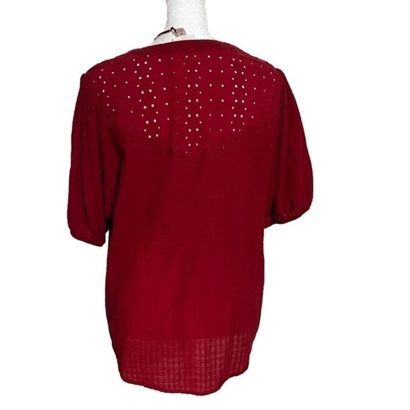 Knox Rose Button Up Eyelet Red Top Women’s Size M - Picture 6 of 11